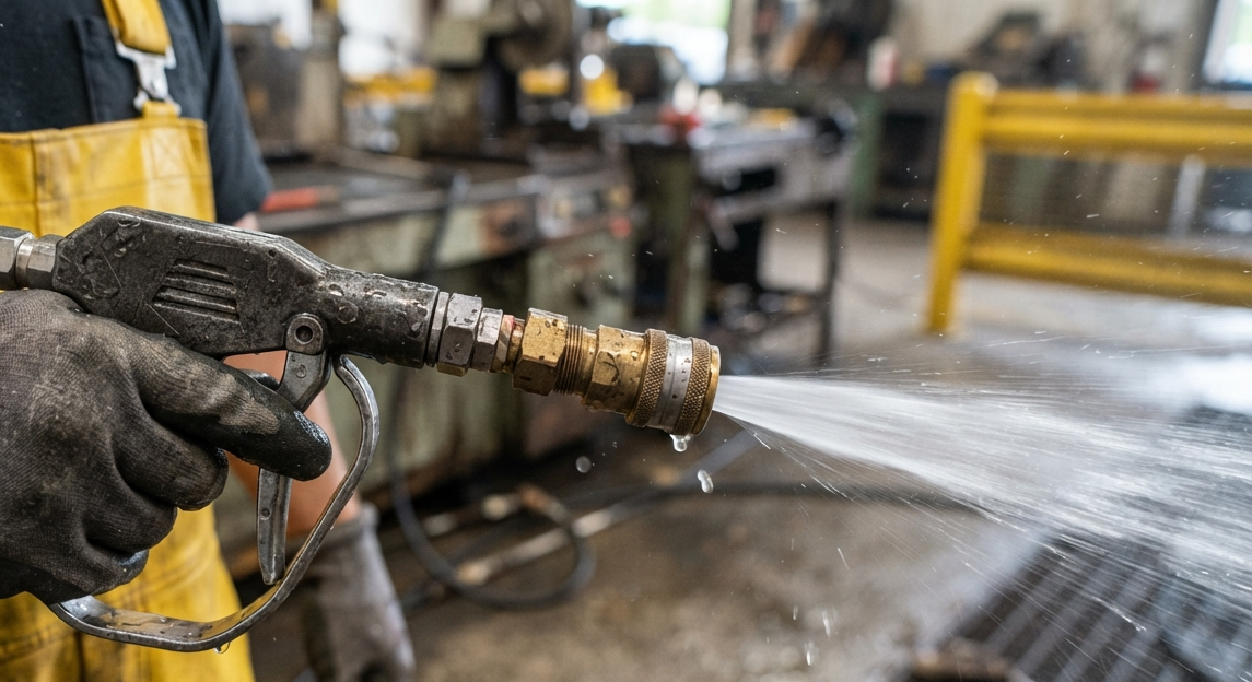 Exterior commercial pressure washing for office building walkways