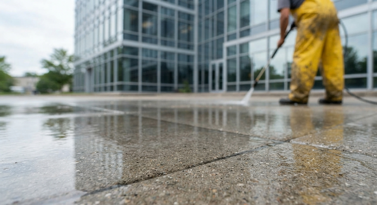 Professional commercial pressure washing service for business properties