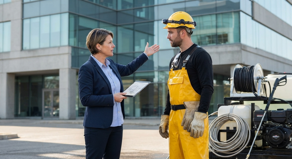 Makin an agreement to clean the building