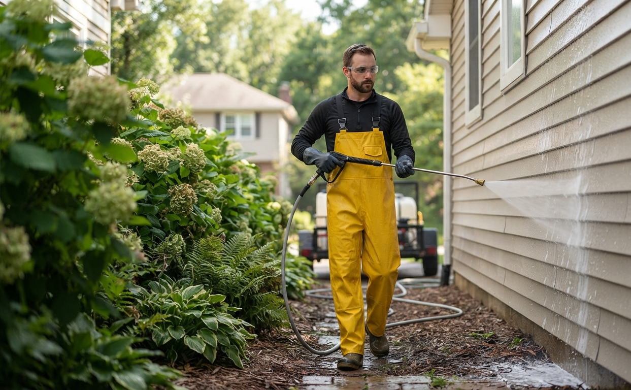 Soft wash house cleaning for residential properties