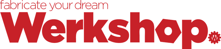 Werkshop logo in white on a red background
