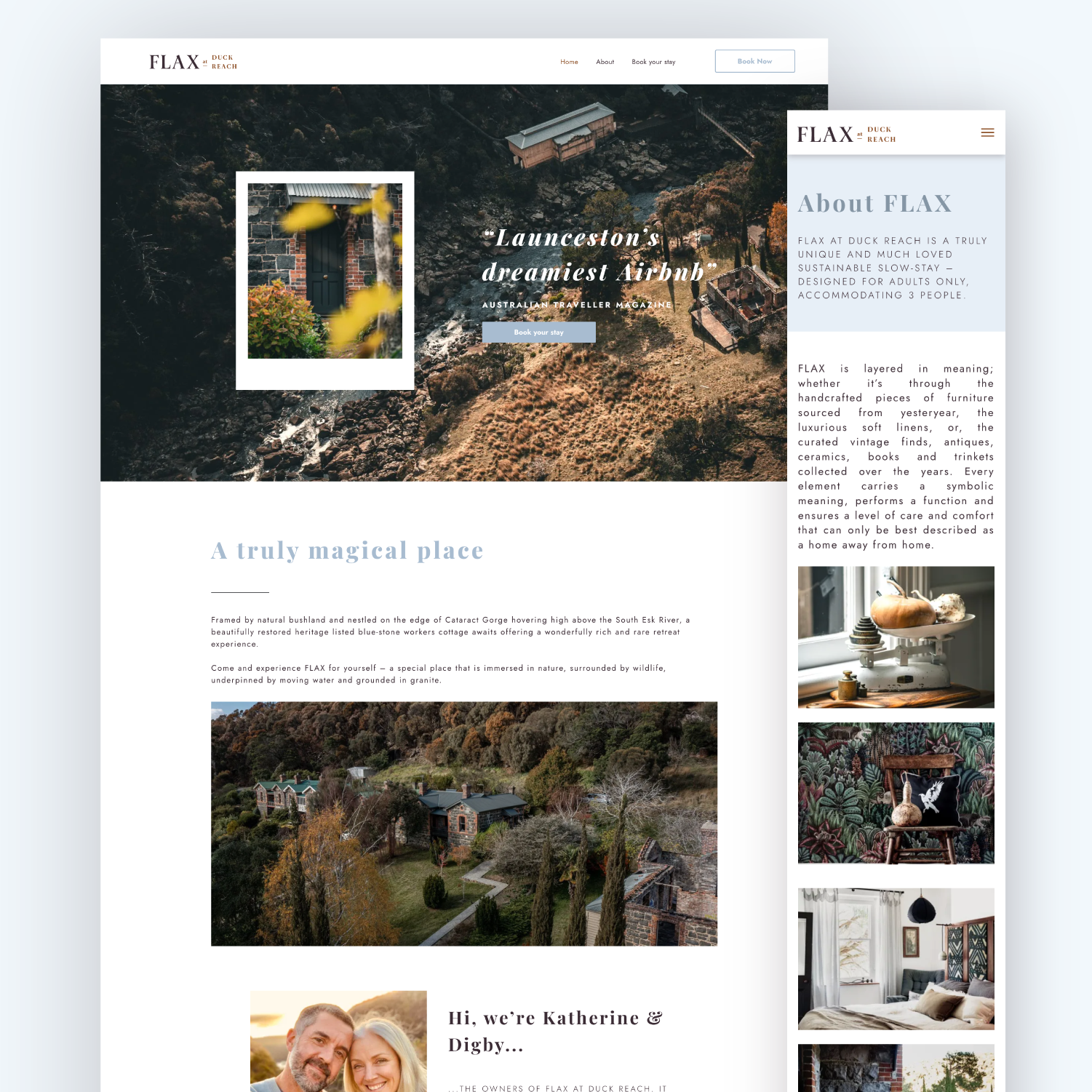 Responsive website pages for FLAX website