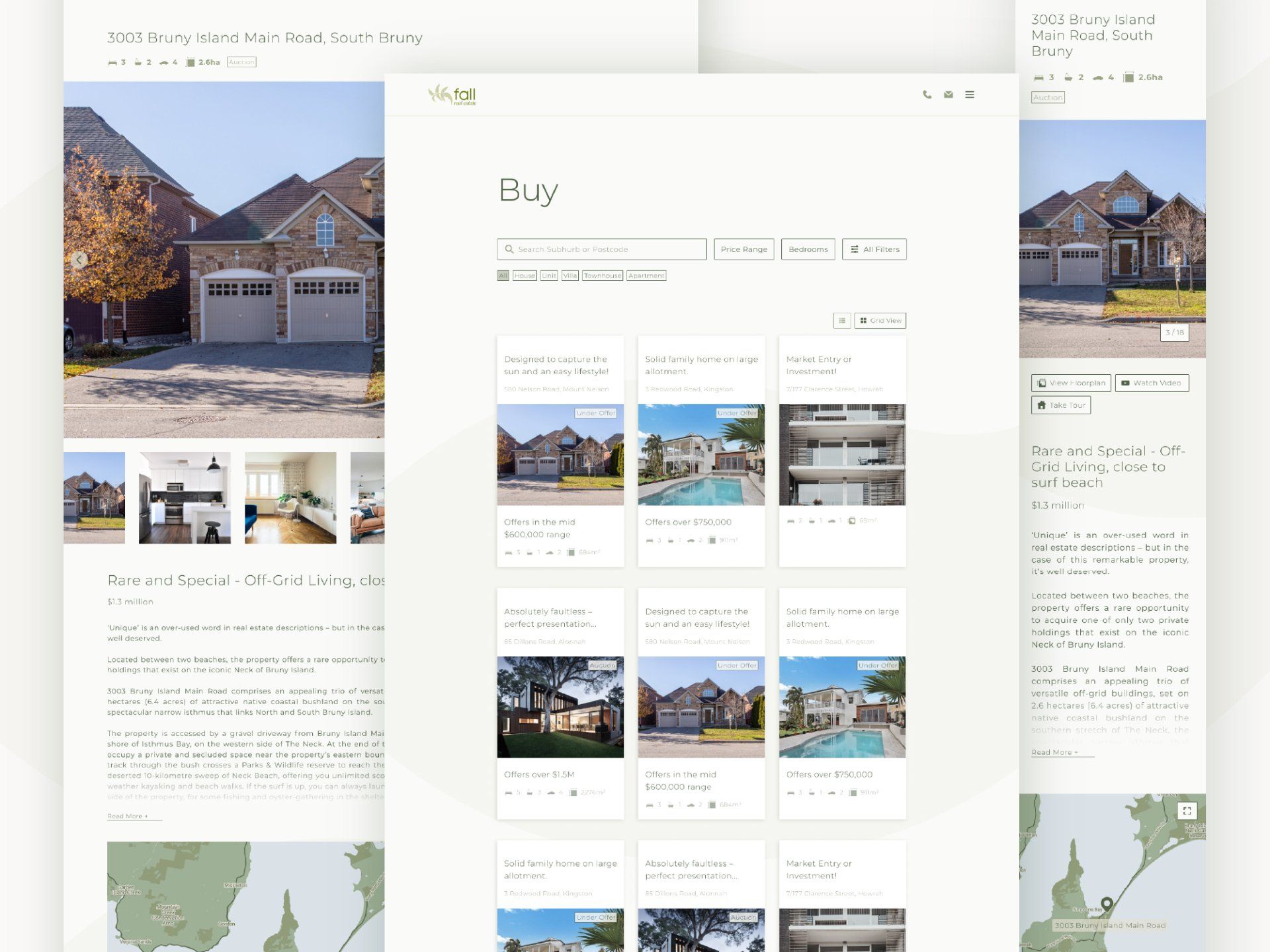 Image showing web pages for the Fall Real Estate website