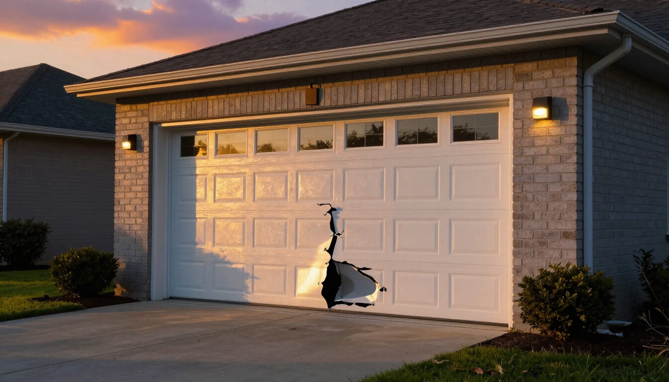 Garage door stuck halfway posing security risk