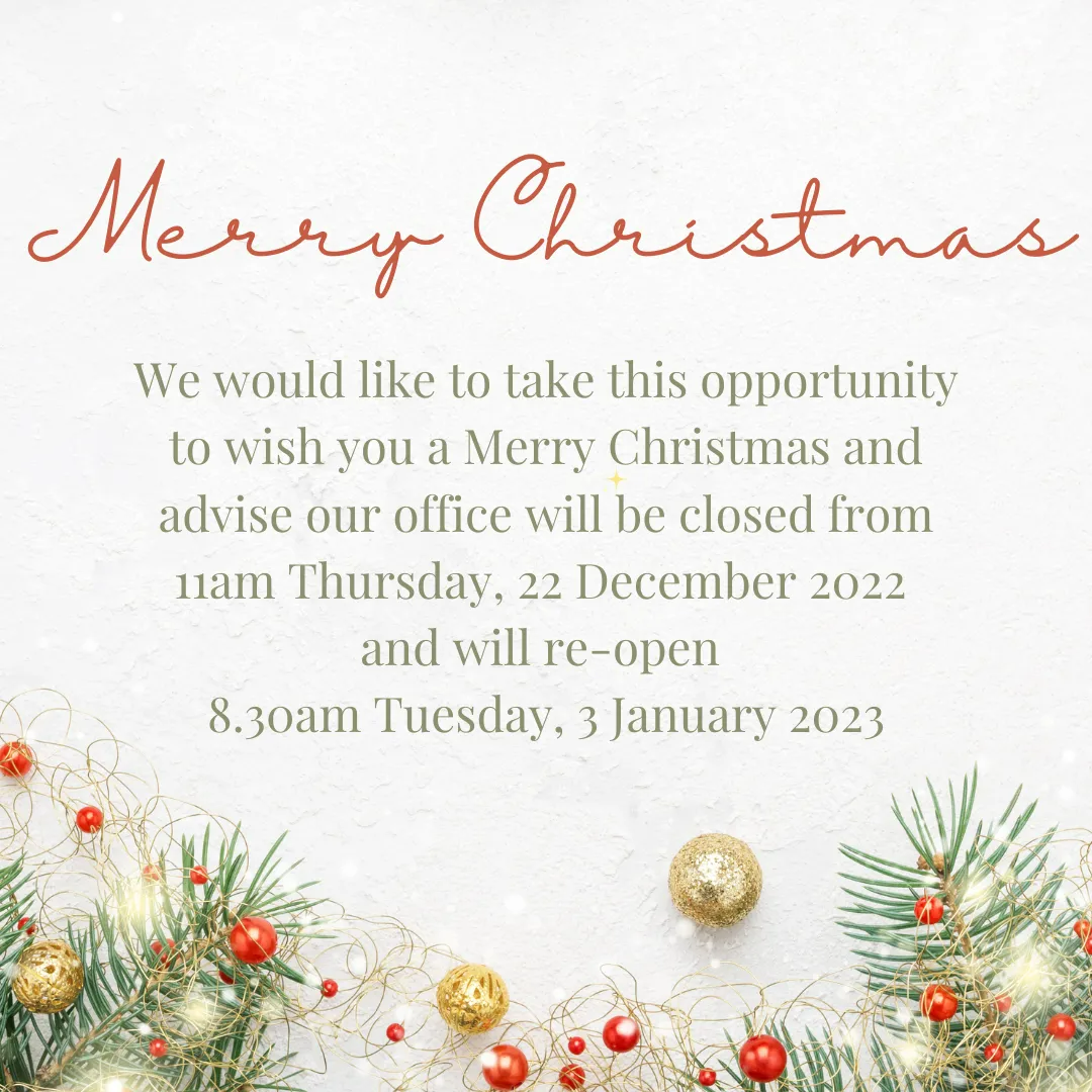 Christmas Greeting: Office Closure Notice — Dwyer Law Group in Surfers Paradise, QLD