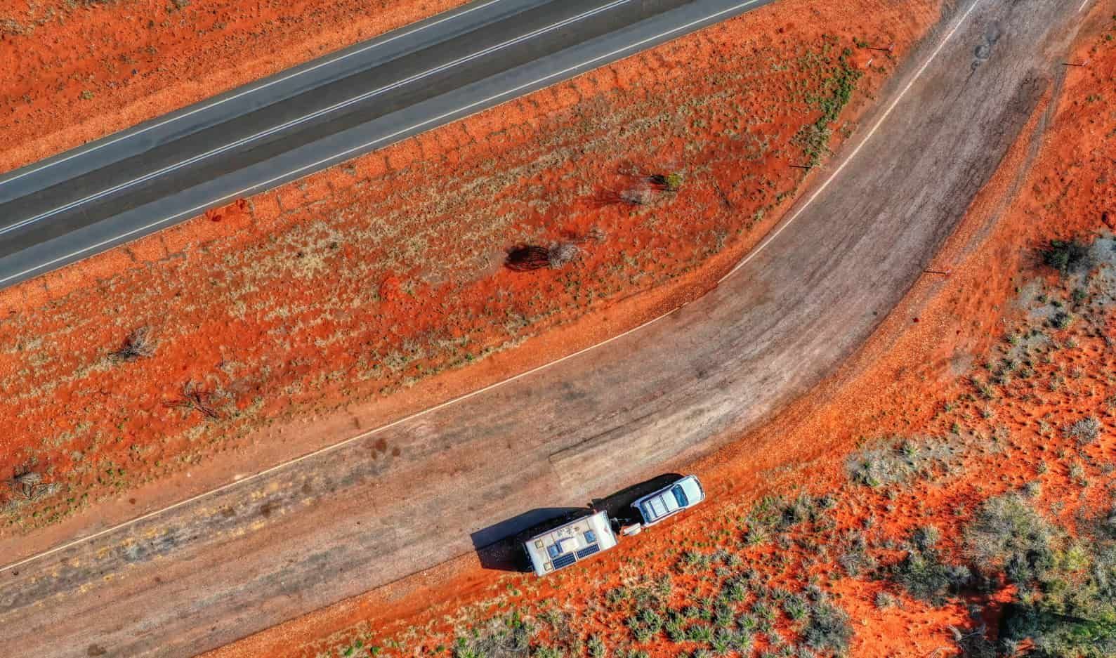 An Aerial View of a Road in the Desert — Red Central Towing & Recovery In Alice Springs, NT