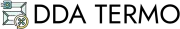 Logo DDA TERMO con icona stilizzata verde e oro e testo nero su sfondo bianco.