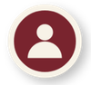 A white user icon centered inside a dark red circle with a thin white border.