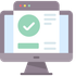 Computer screen with a checkmark inside a green circle, indicating success.