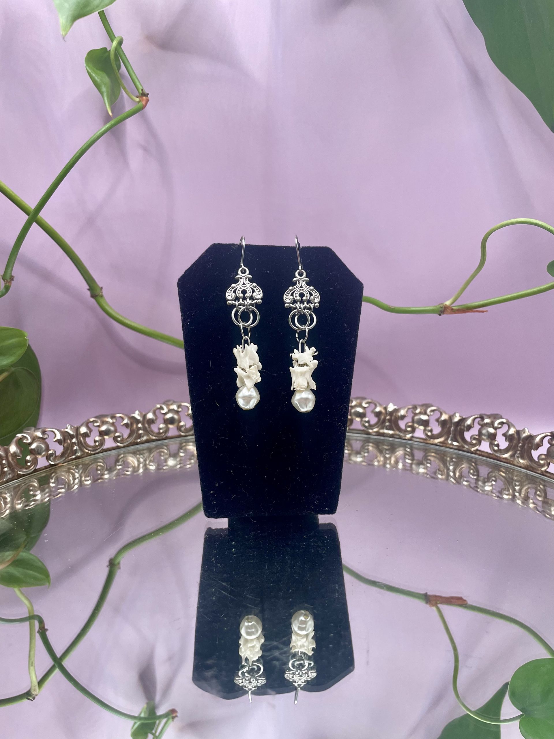 Rat Vertebrae + Freshwater Pearl Danglys