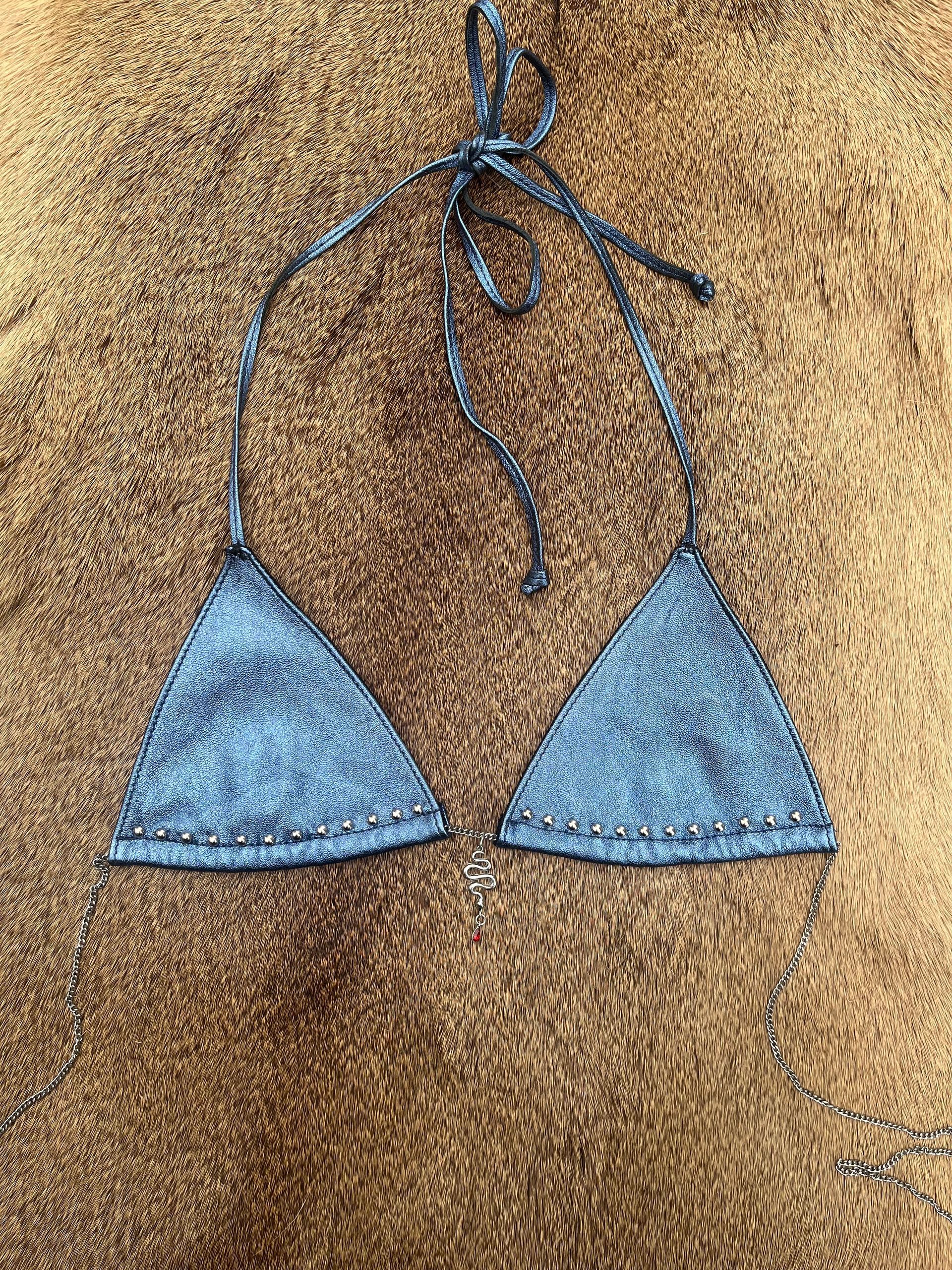Metallic lamb leather micro-bikini