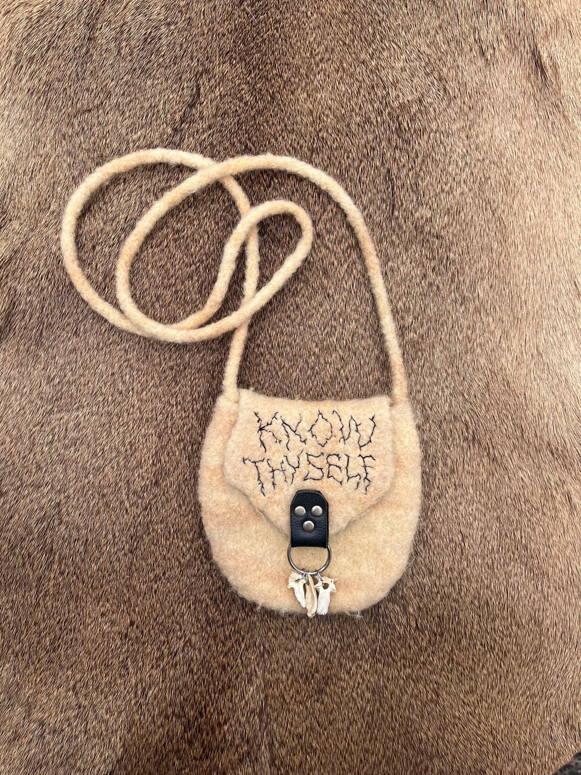 KNOW THYSELF wool mini bag