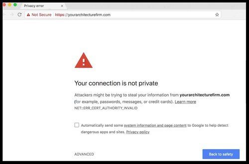 screenshot of ssl certificate warning
