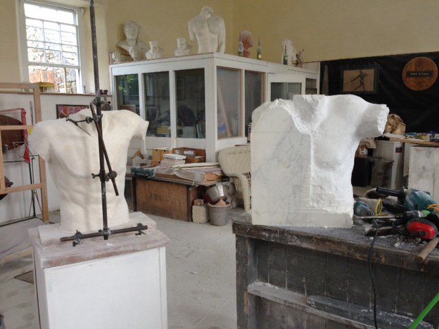 Mark Ormrod Marble Torso BCD Sculpture. Royal Marines Charity Auction