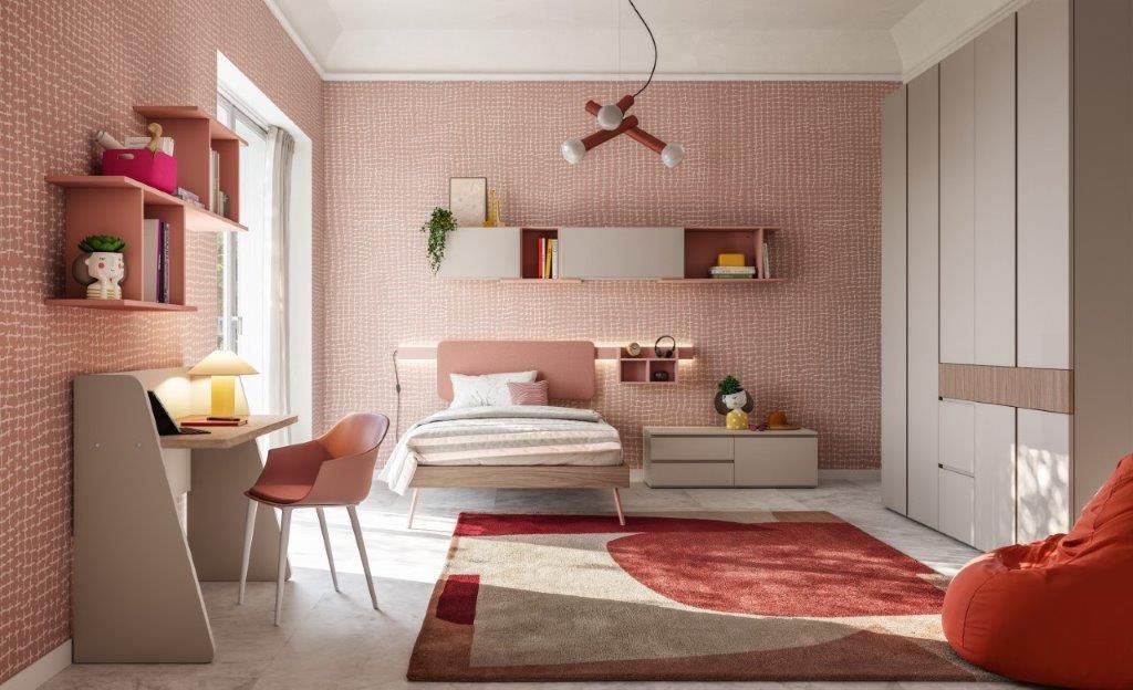 Cameretta da letto rosa con letto per bambine a Frsoinone