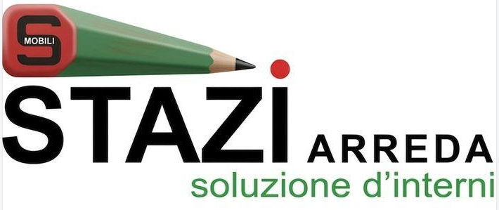 Logo “STAZI ARREDA” with a green pencil and red eraser, plus the tagline “soluzione d’interni”