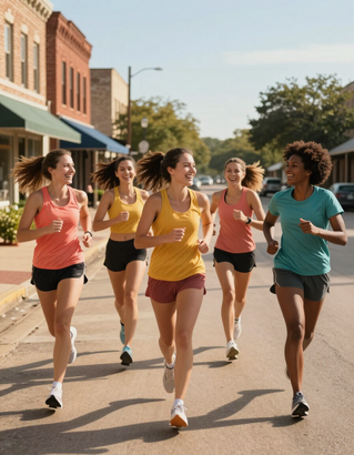 Women runners in Denton, Texas