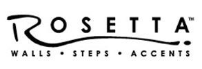 Rosetta logo with “Walls • Steps • Accents” in black text on a white background