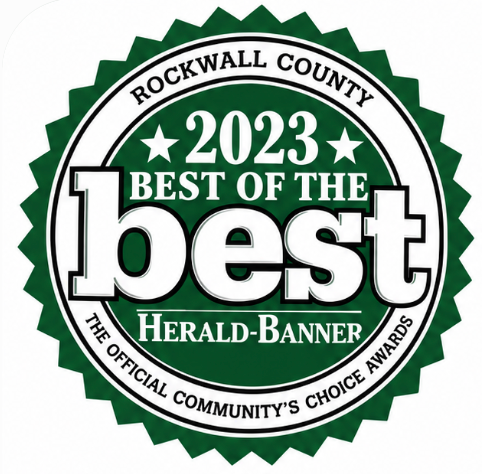 Rockwall County 2023 Best of the Best Herald-Banner award seal, green and white circular badge