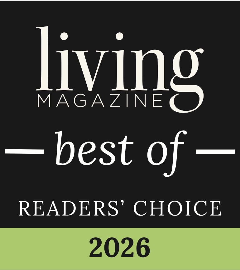 Living Magazine Best of Readers’ Choice 2026 award badge in black, white, and green