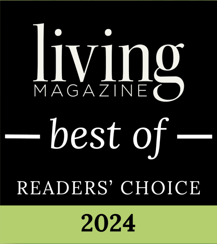 Living Magazine “Best of Readers’ Choice” 2024 award badge on black and green background
