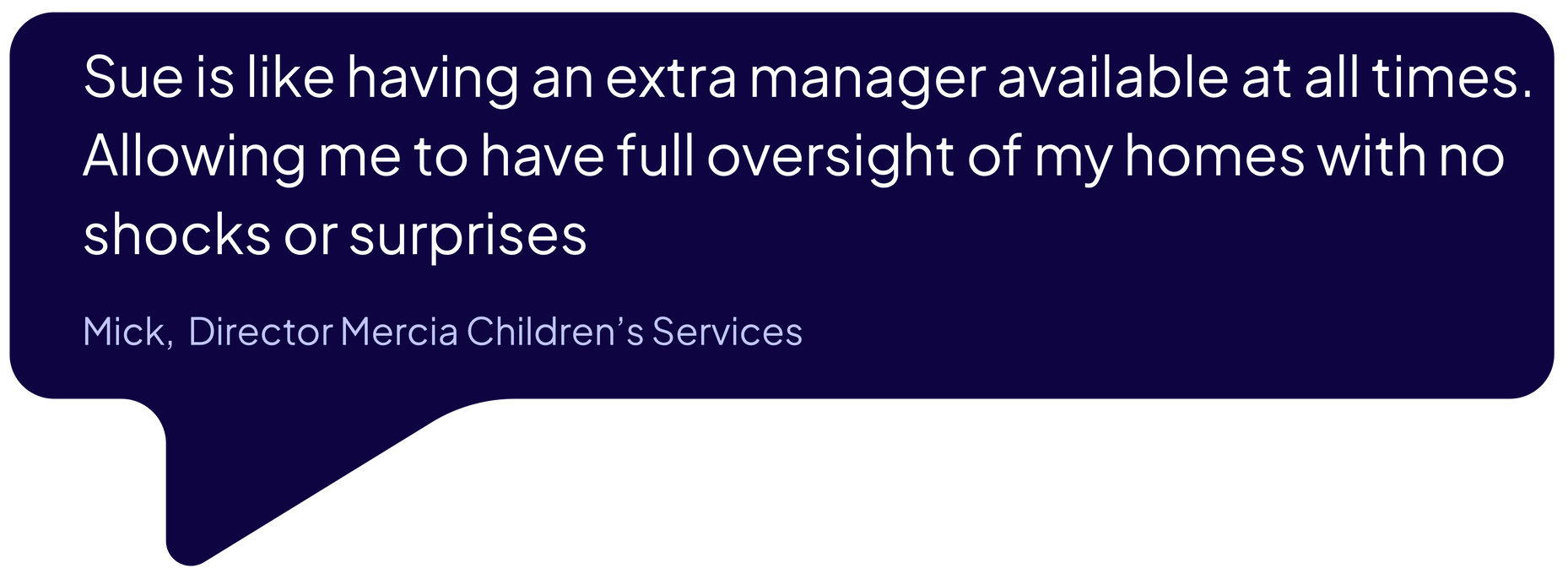 Dark blue quote card with white text about having an extra manager available at all times.
