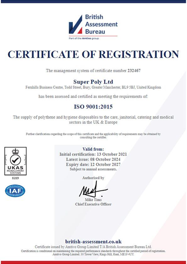 it is a certificate from the british assessment bureau .