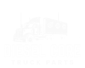 White outline of a semi-truck with the words 