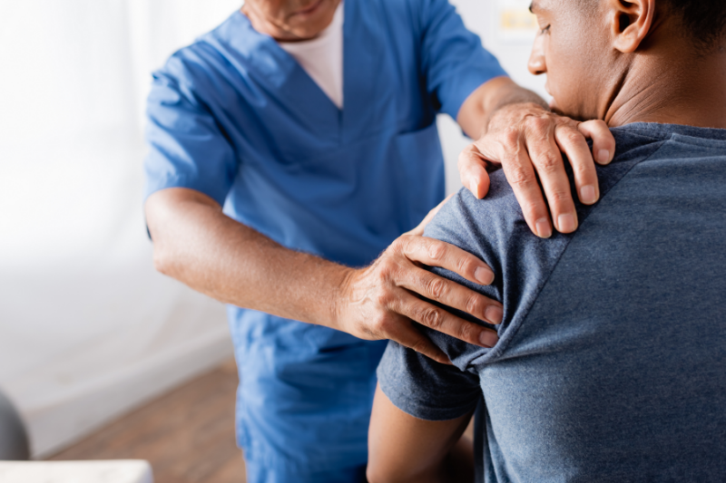 patient receiving care for pain after a car accident