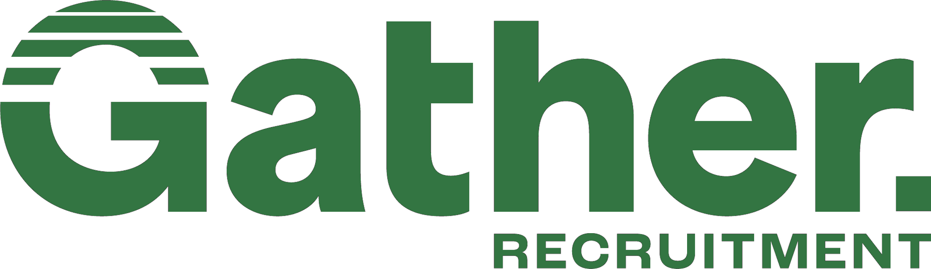 The logo for gather recruitment is green and white