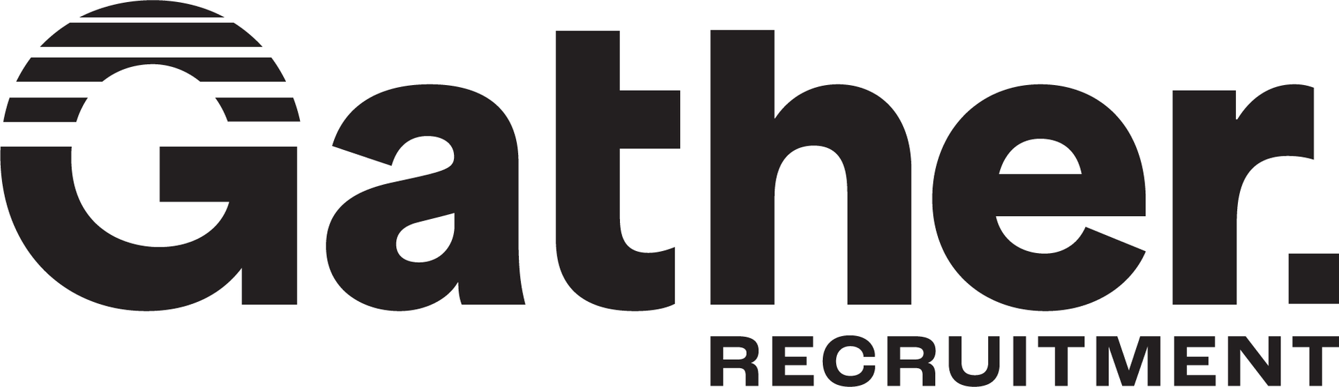A black and white logo for gather recruitment