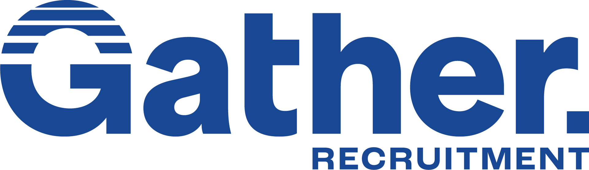 The logo for gather recruitment is blue and white