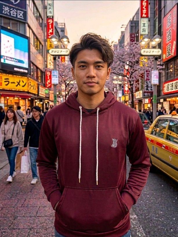 Mens Reversible Hoodie Maroon Gray