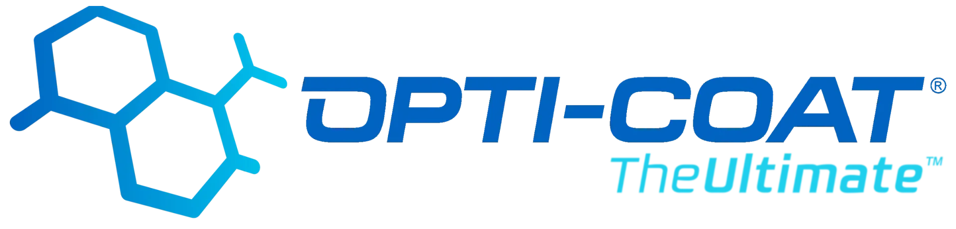 Blue OPTI-COAT logo with a molecular structure graphic and