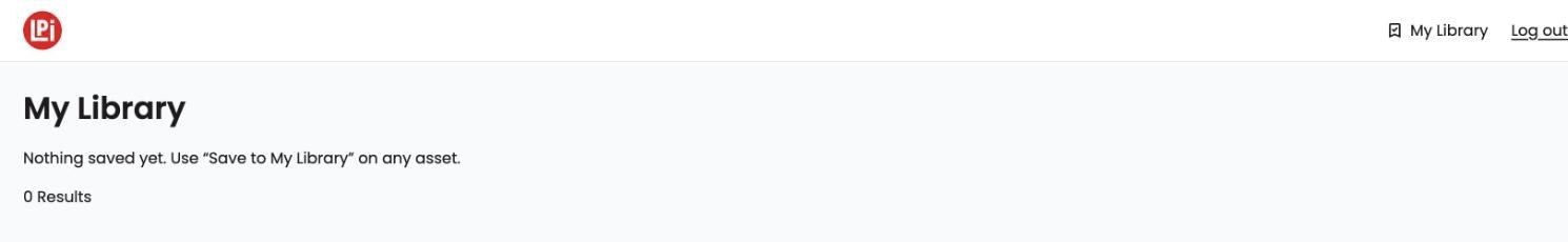 An empty My Library page saying Nothing saved yet