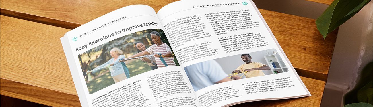 A newsletter open to a health tips article.
