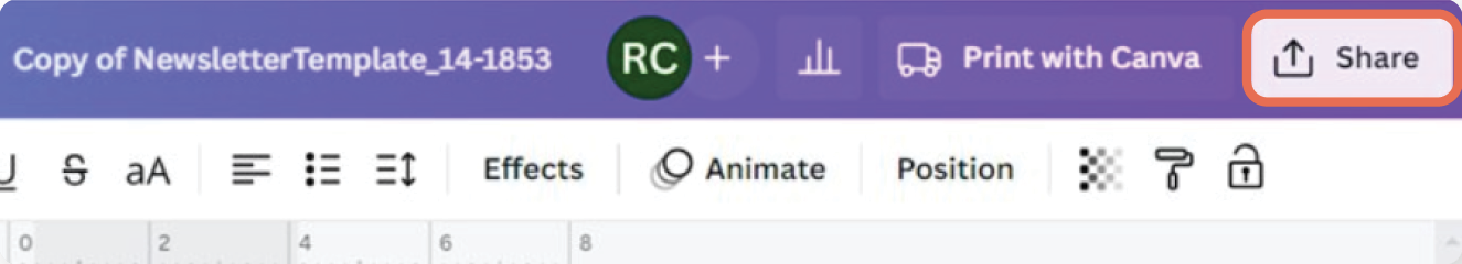 Click Share Image of a screen with the Share button highlighted