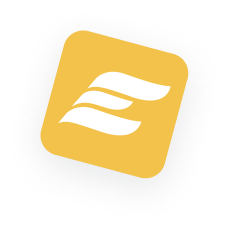 A yellow square with a white wing on it.