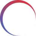 Abstract red-to-blue curved arc forming a partial circle on a white background
