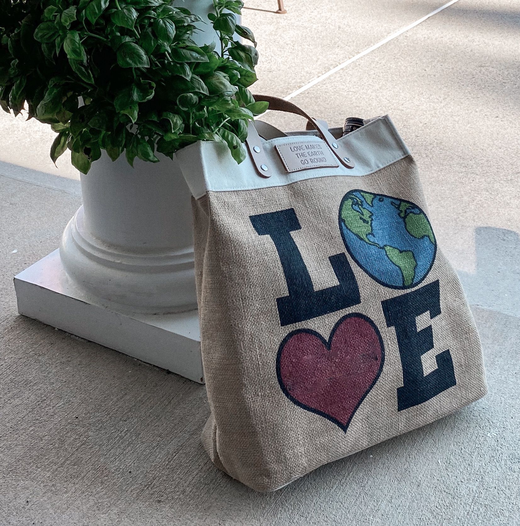A tote bag with the word love on it A tote bag with the word love on it