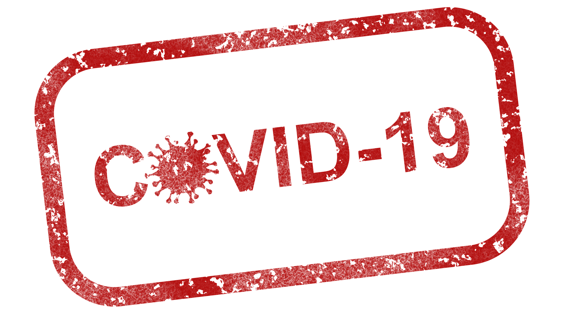 A red stamp with the word covid-19 written inside of it.