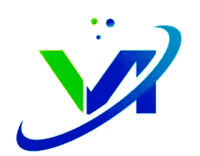 A logo featuring a green "V" and a blue "A" linked by a swooping blue arc, with three small dots above.