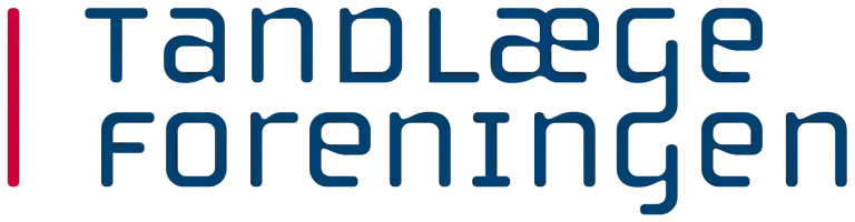 Logoet for Tandlægeforeningen med blå tekst og en lodret rød linje.