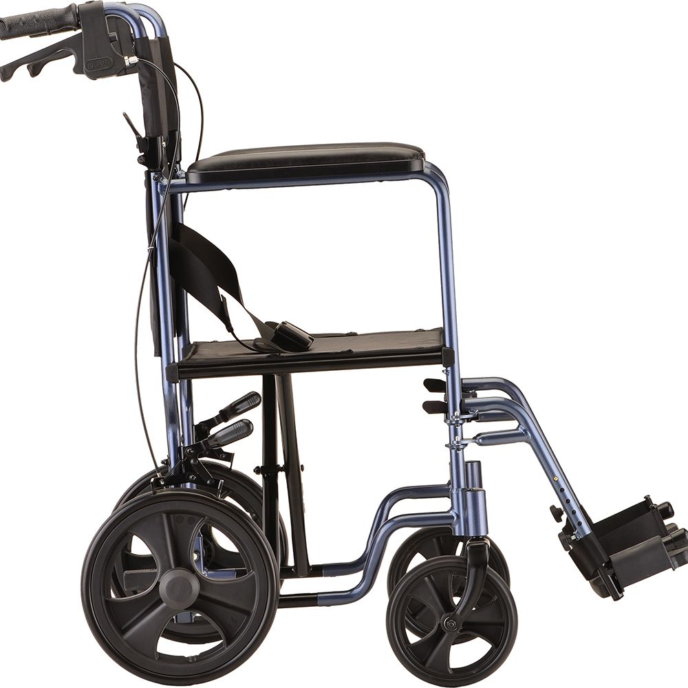 Nova lightweight transport chair with handbrakes.