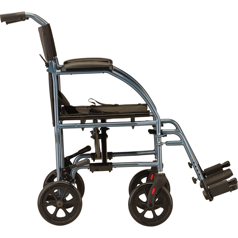 Nova lightweight transport chair with desk arms.