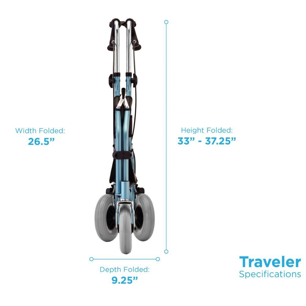 Nova Traveler 3-wheel rolling walker with basket.