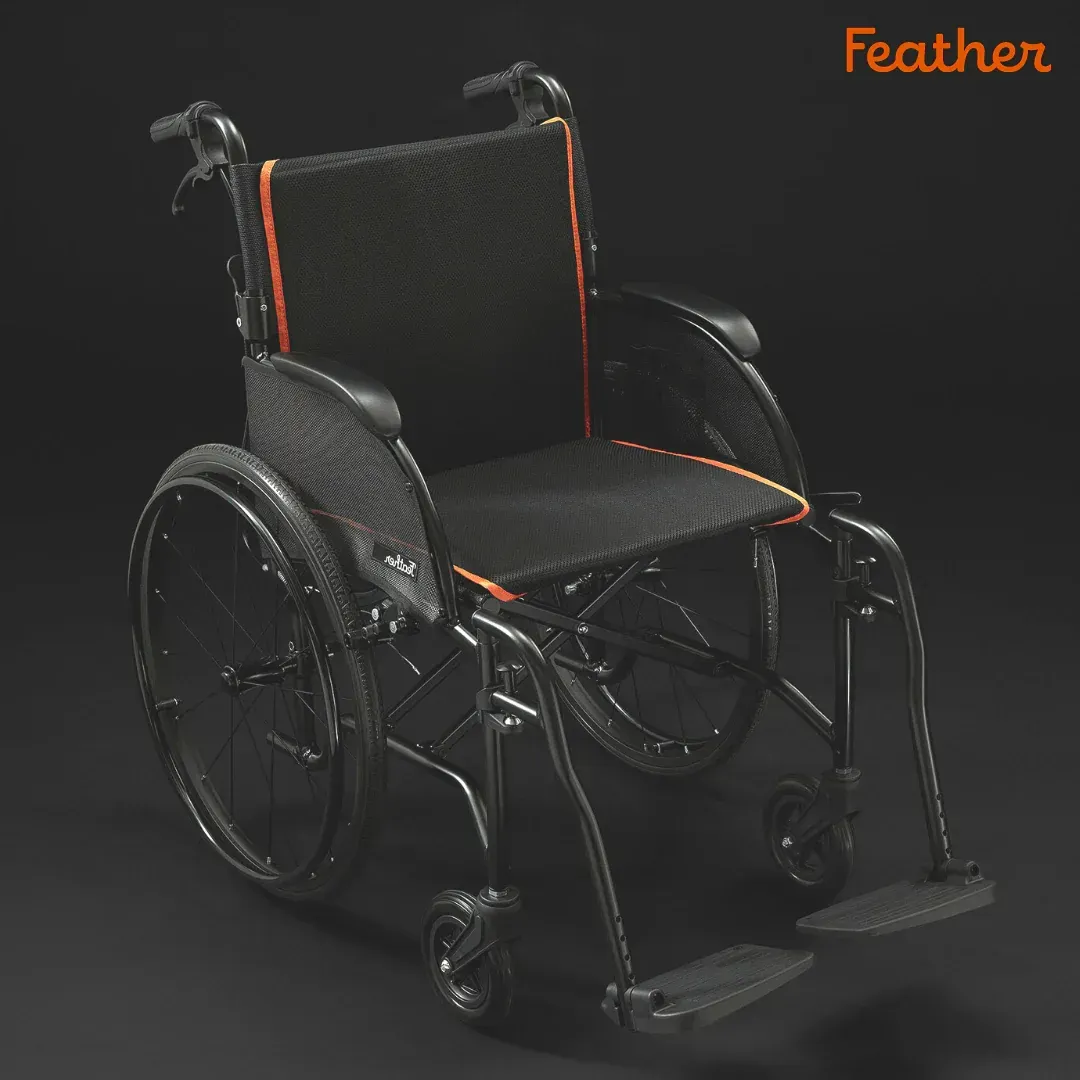 Black feather wheelchair.