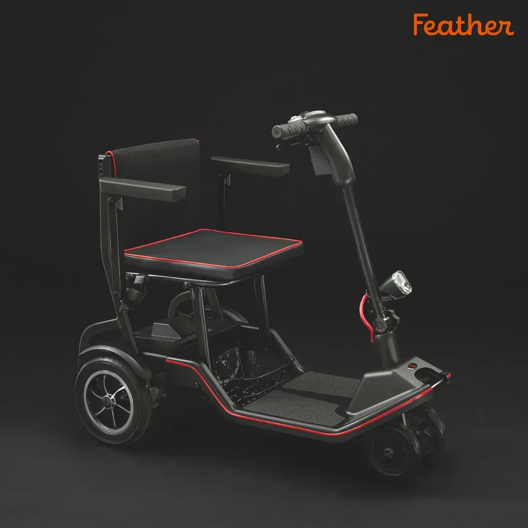Black feather power scooter.