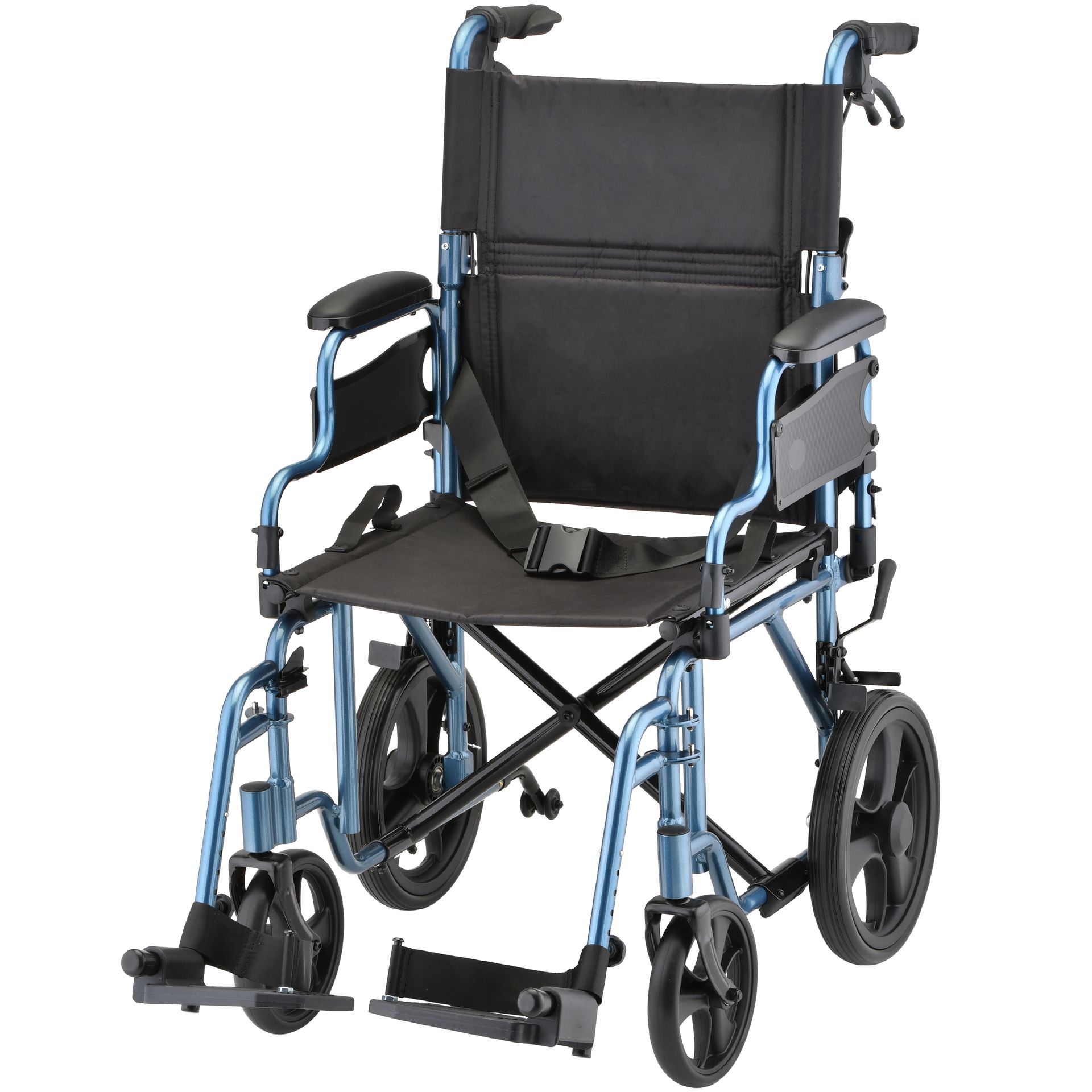 Nova lightweight transport chair with flip-up desk arms.