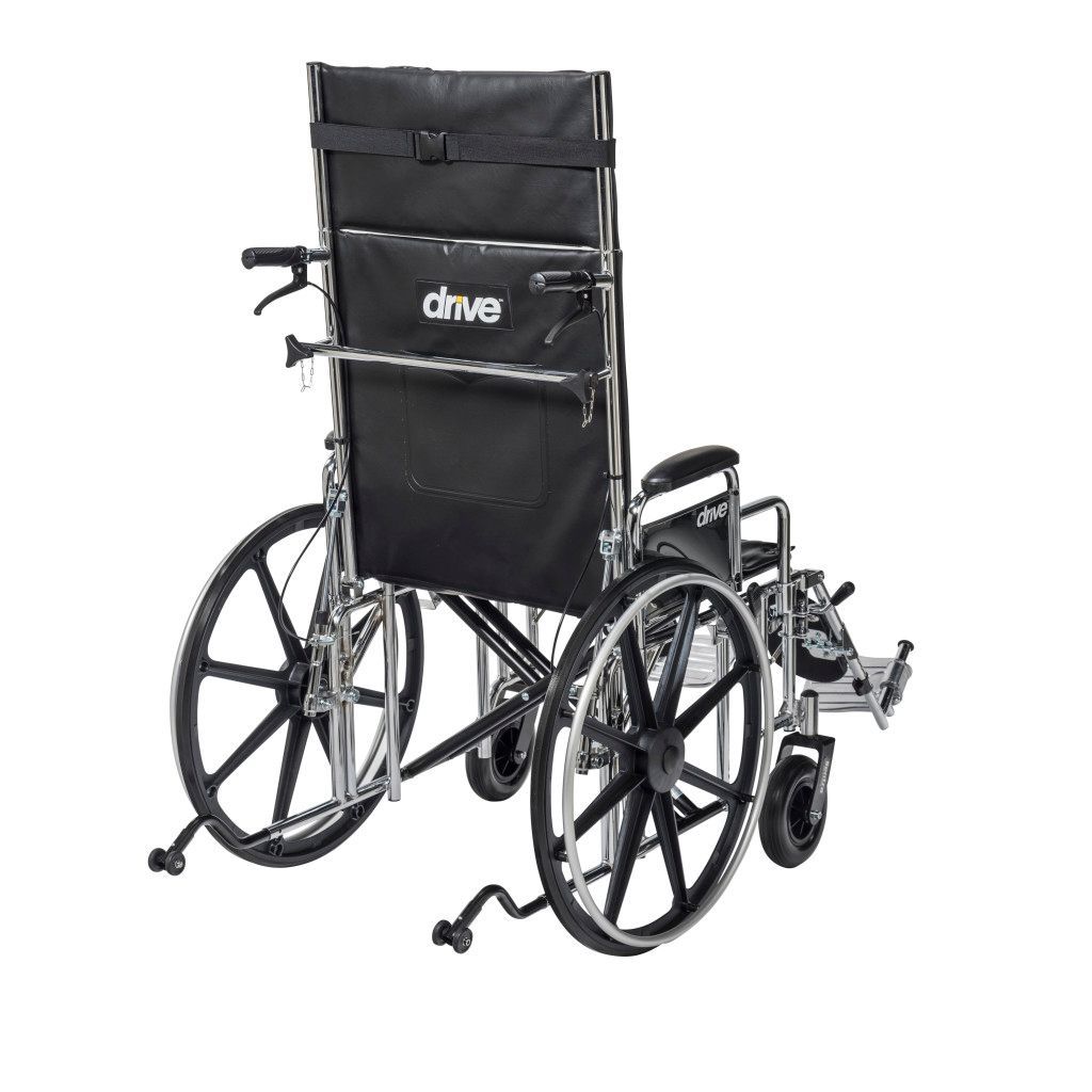 Black recliner wheelchair front view.